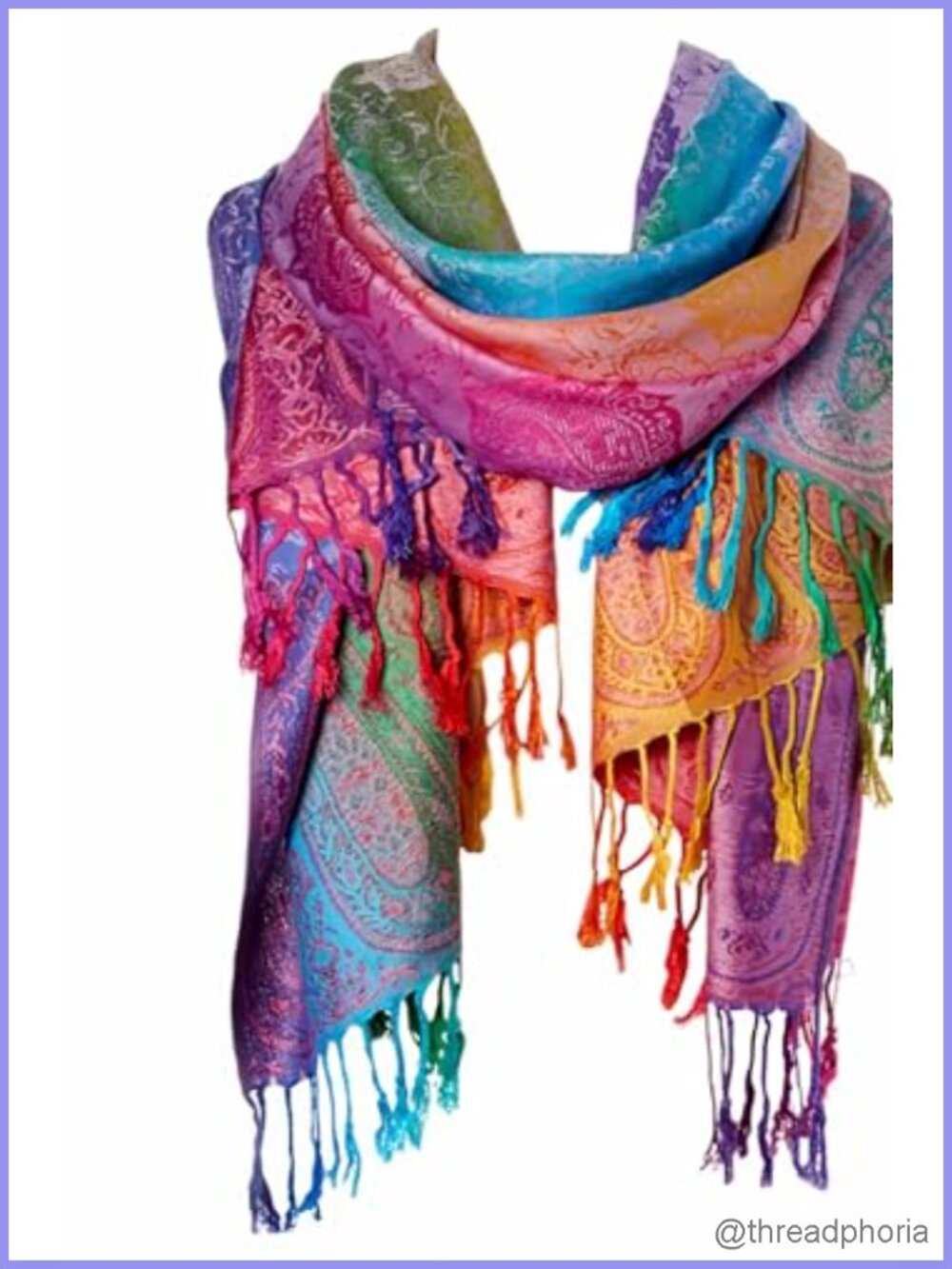 Reversible Jacquard Travel Scarf - Bohemian Floral Print Oversized Beach Wrap